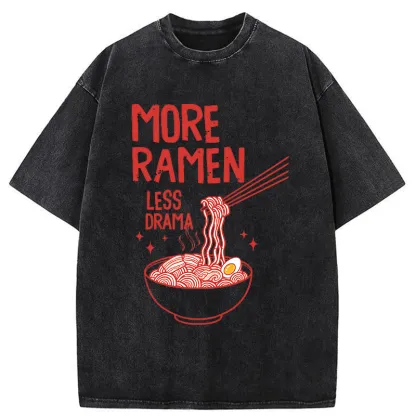 Tokyo-Tiger More Ramen Less Drama Washed T-Shirt