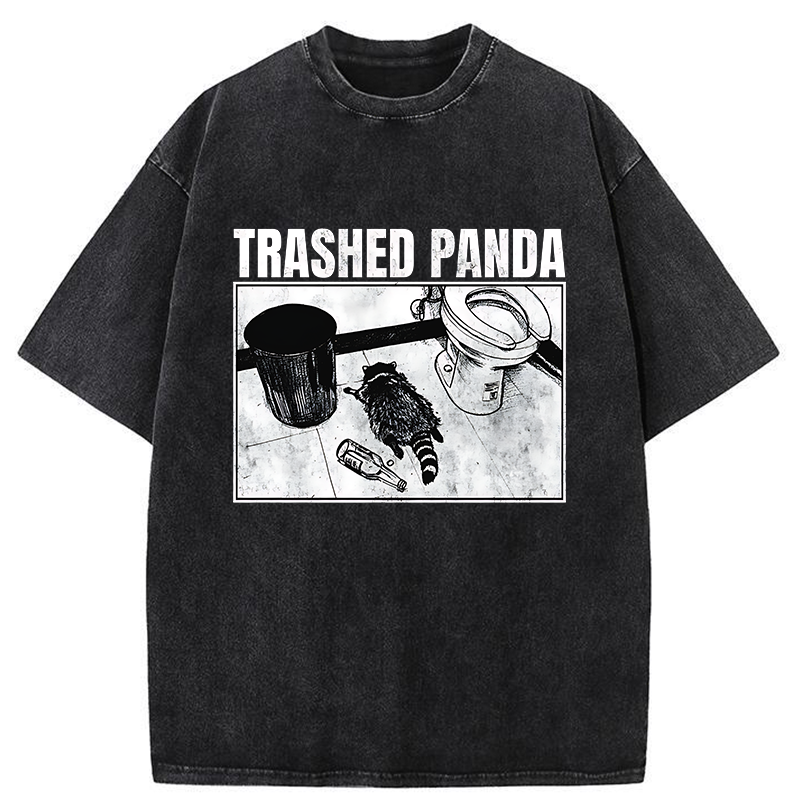 Tokyo-Tiger Trashed Panda Funny Washed T-Shirt