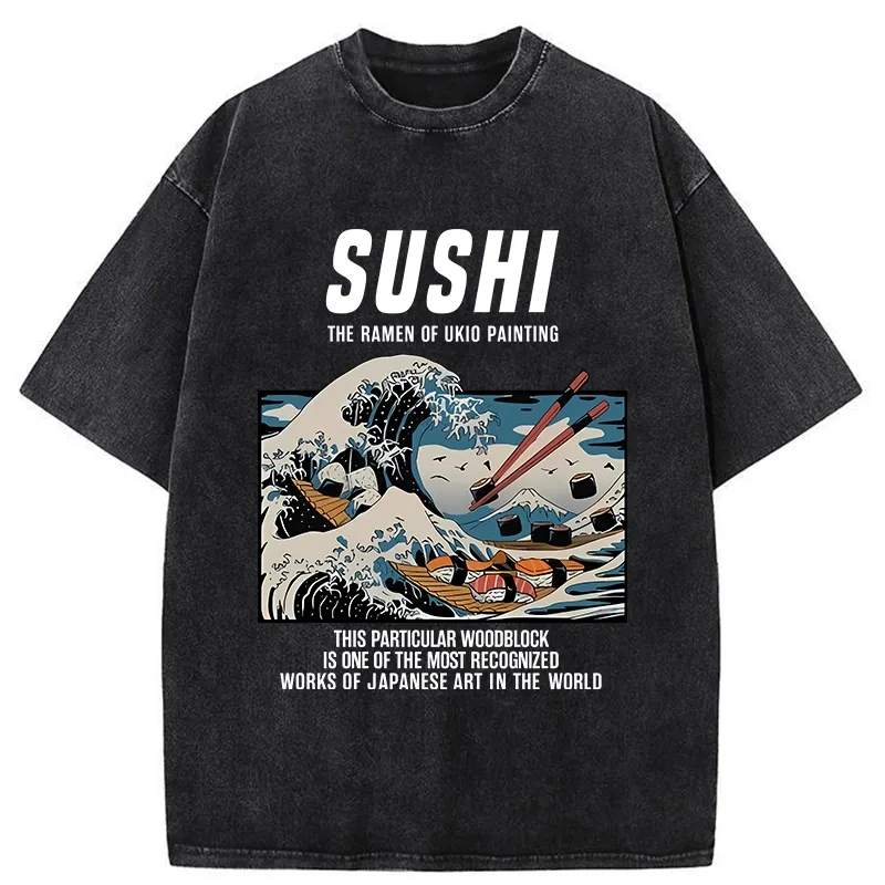 Tokyo-Tiger The Great Wave Off Sushi Washed T-Shirt