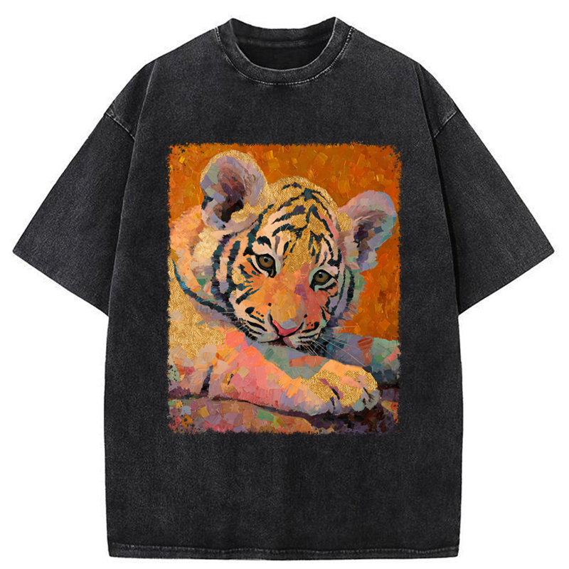 Tokyo-Tiger The Cute Tiger Baby Washed T-Shirt