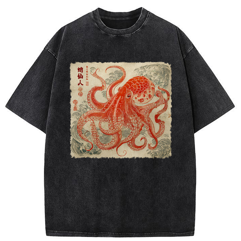 Tokyo-Tiger Octopus Sage Washed T-Shirt
