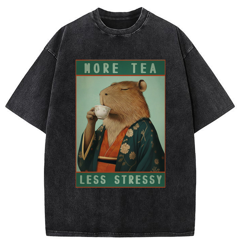 Tokyo-Tiger Less Tea More Stressy Washed T-Shirt