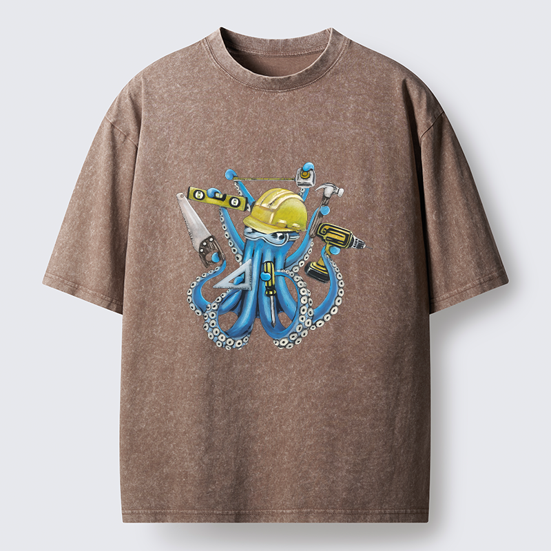 Tokyo-Tiger Architect Octopus Washed T-Shirt