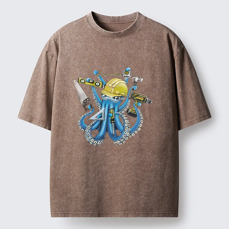 Tokyo-Tiger Architect Octopus Washed T-Shirt