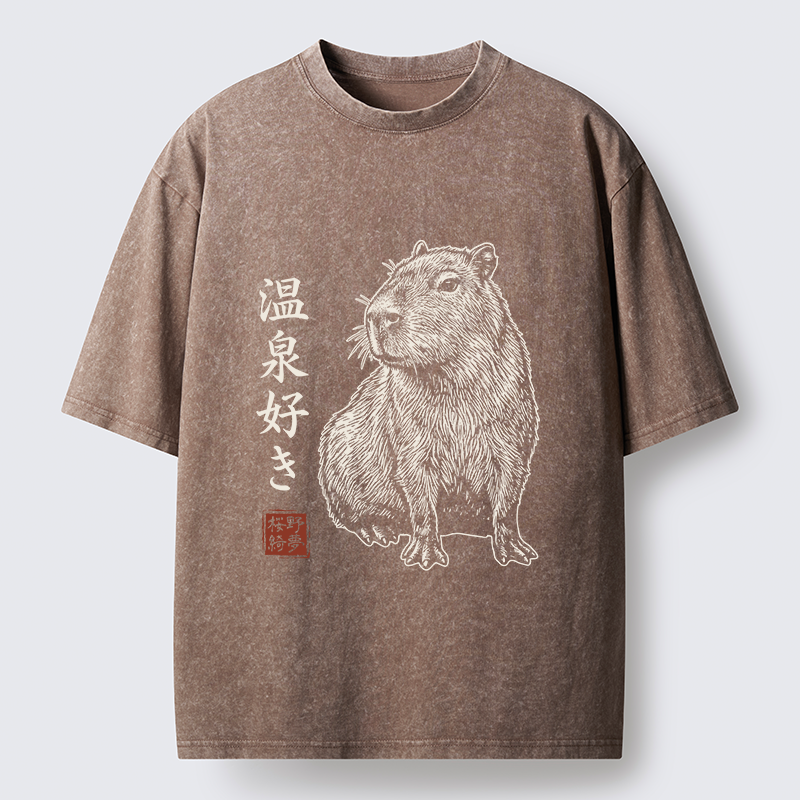 Tokyo-Tiger Hot Spring Enthusiasts Washed T-Shirt