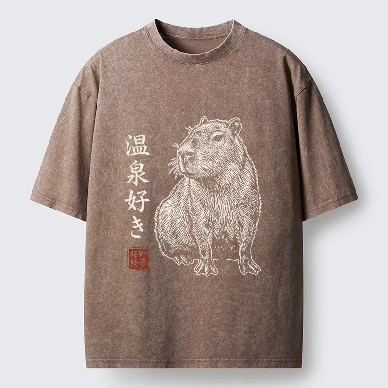 Tokyo-Tiger Hot Spring Enthusiasts Washed T-Shirt