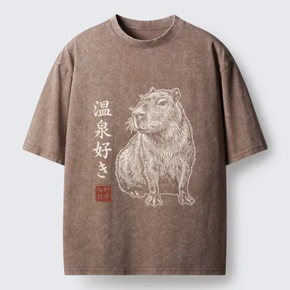 Tokyo-Tiger Hot Spring Enthusiasts Washed T-Shirt