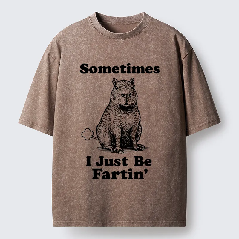 Tokyo-Tiger Farting Capybaras Washed T-Shirt