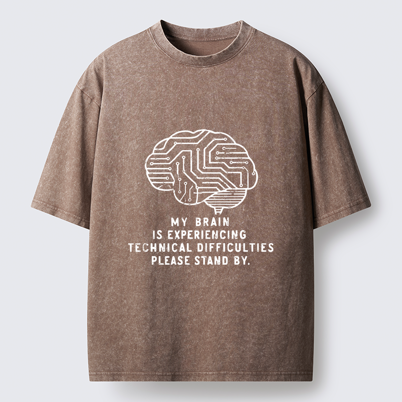 Tokyo-Tiger Brain Technology Malfunction Washed T-Shirt