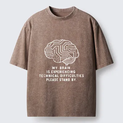 Tokyo-Tiger Brain Technology Malfunction Washed T-Shirt