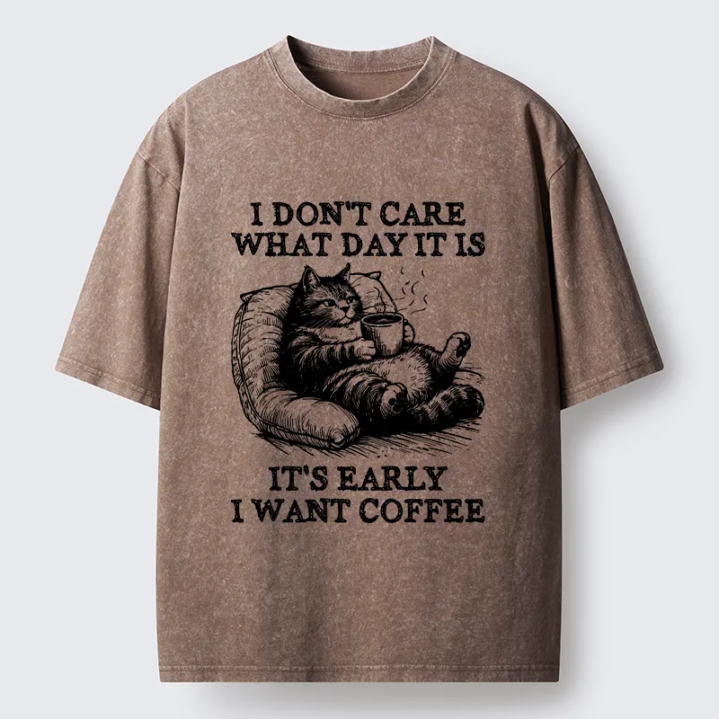 Tokyo-Tiger Have A Cup Of Coffee Before Doing Anything Washed T-Shirt