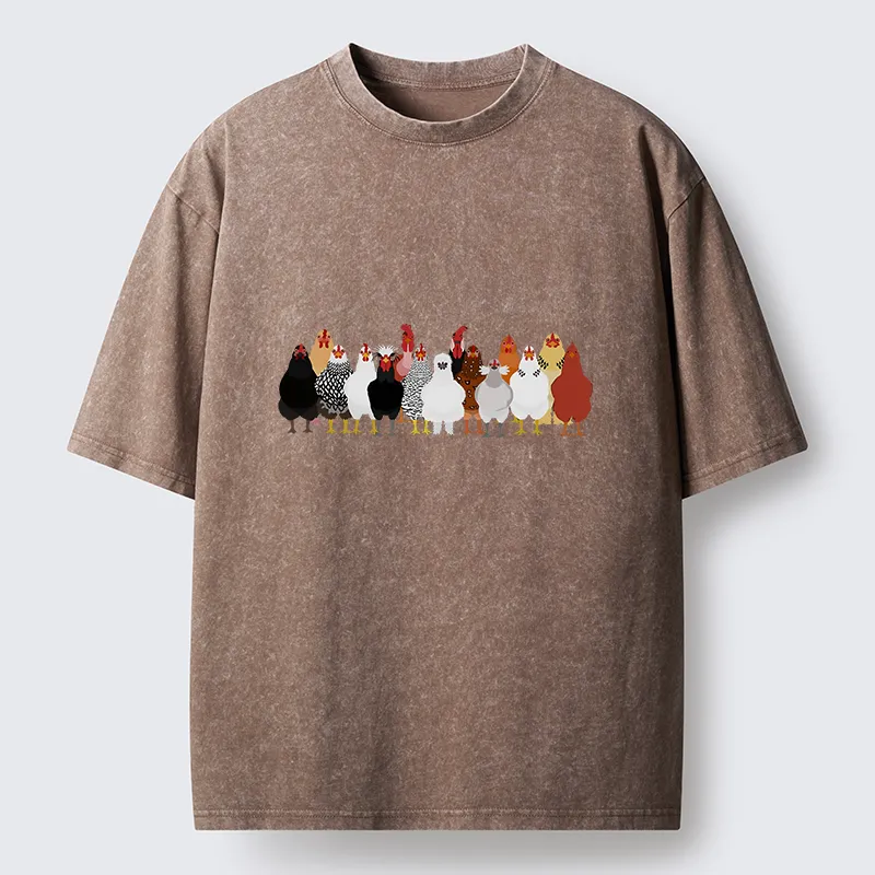 Tokyo-Tiger Funny Chickens Washed T-Shirt