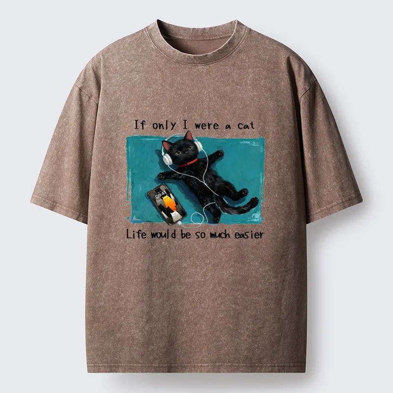 Tokyo-Tiger If Only I Were A Cat Washed T-Shirt