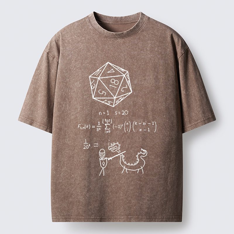 Tokyo-Tiger Twenty-sided Die Funny Washed T-Shirt
