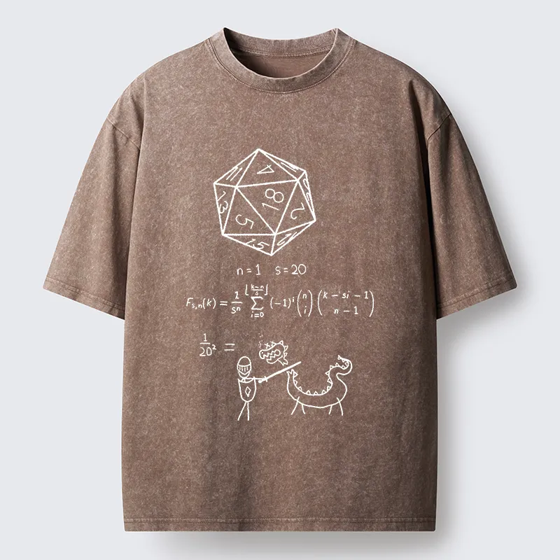 Tokyo-Tiger Twenty-sided Die Funny Washed T-Shirt