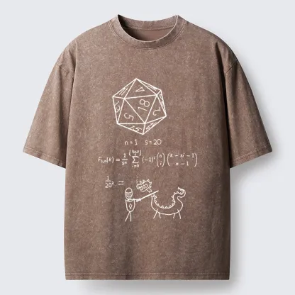 Tokyo-Tiger Twenty-sided Die Funny Washed T-Shirt