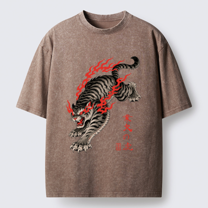 Tokyo-Tiger Blazing Tiger Washed T-Shirt