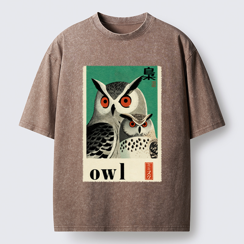 Tokyo-Tiger Eagle Owls Washed T-Shirt