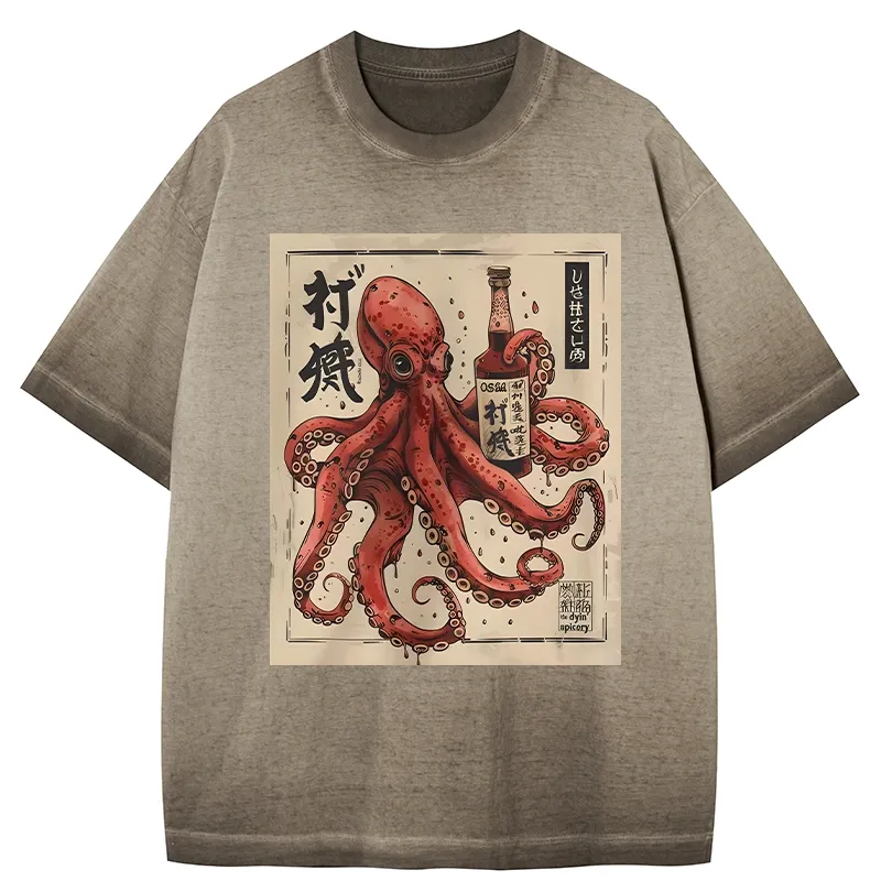 Tokyo-Tiger Osaka Saké Octopus Gradient Washed T-Shirt