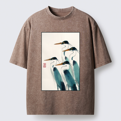 Tokyo-Tiger Standing Herons Washed T-Shirt