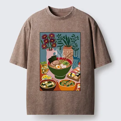 Tokyo-Tiger Delicious Japanese Food Washed T-Shirt