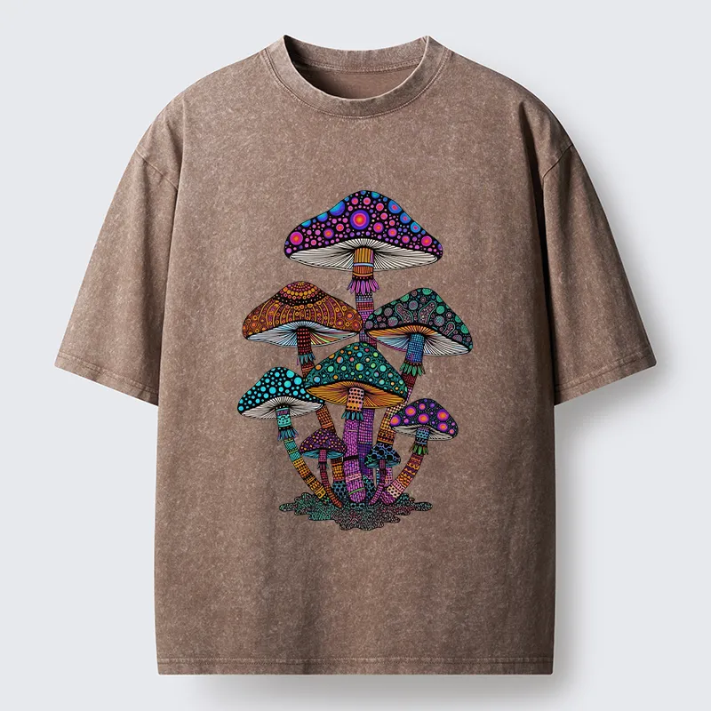 Tokyo-Tiger Beautiful Poisonous Mushrooms Washed T-Shirt