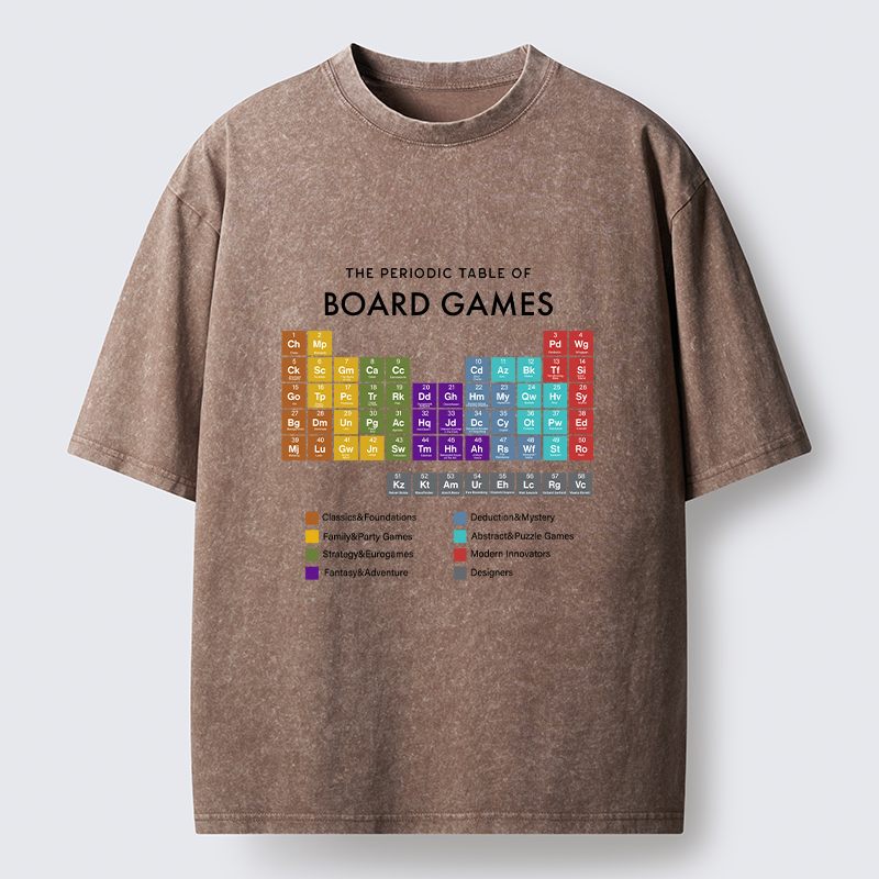 Tokyo-Tiger Periodic Table Of Elements In Board Games Washed T-Shirt