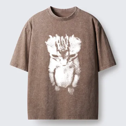 Tokyo-Tiger Sad Kitten Meme Washed T-Shirt