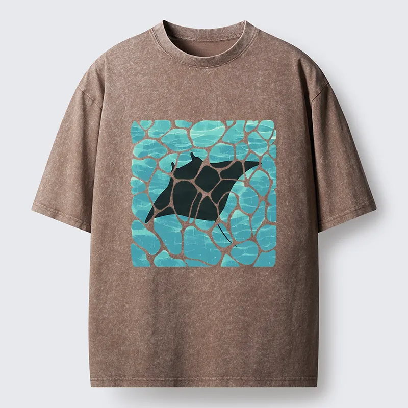 Tokyo-Tiger Manta Ray Fish Washed T-Shirt
