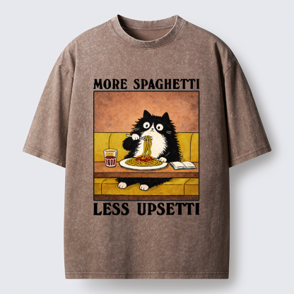 Tokyo-Tiger Unavailable Cat: More Spaghetti Less Upsetti Washed T-Shirt