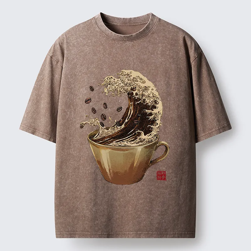 Tokyo-Tiger Delicious Coffee Wave Washed T-Shirt