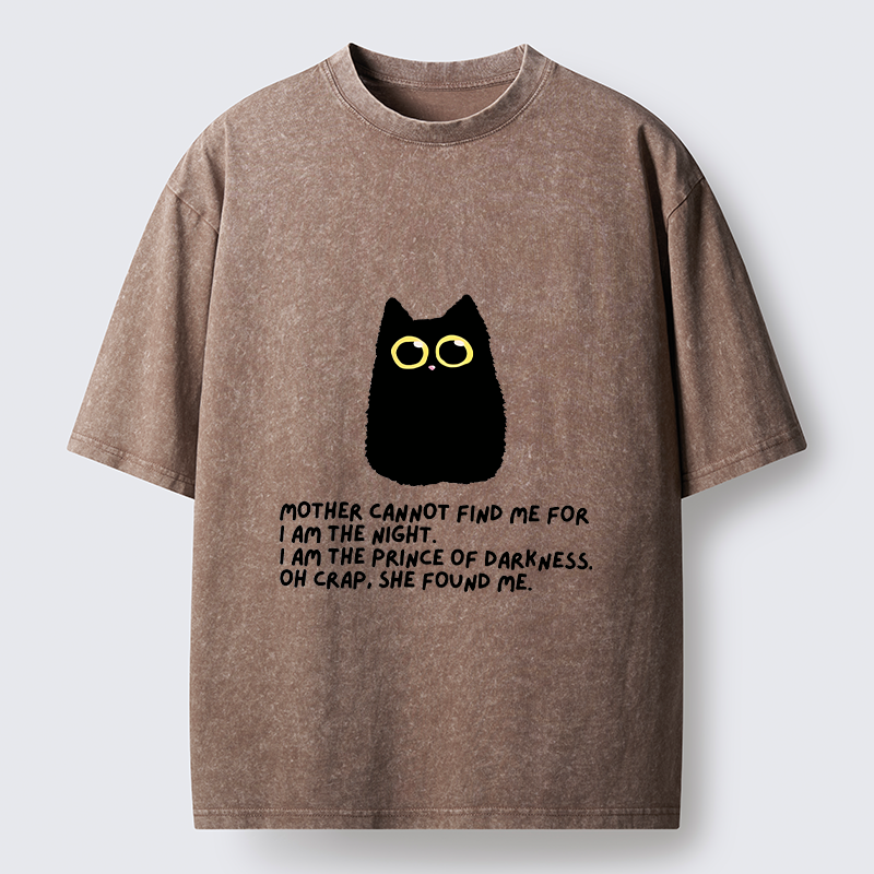 Tokyo-Tiger Playing Hide-and-seek With A Black Cat Washed T-Shirt