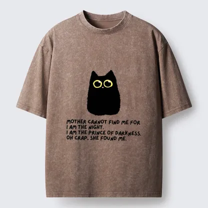 Tokyo-Tiger Playing Hide-and-seek With A Black Cat Washed T-Shirt