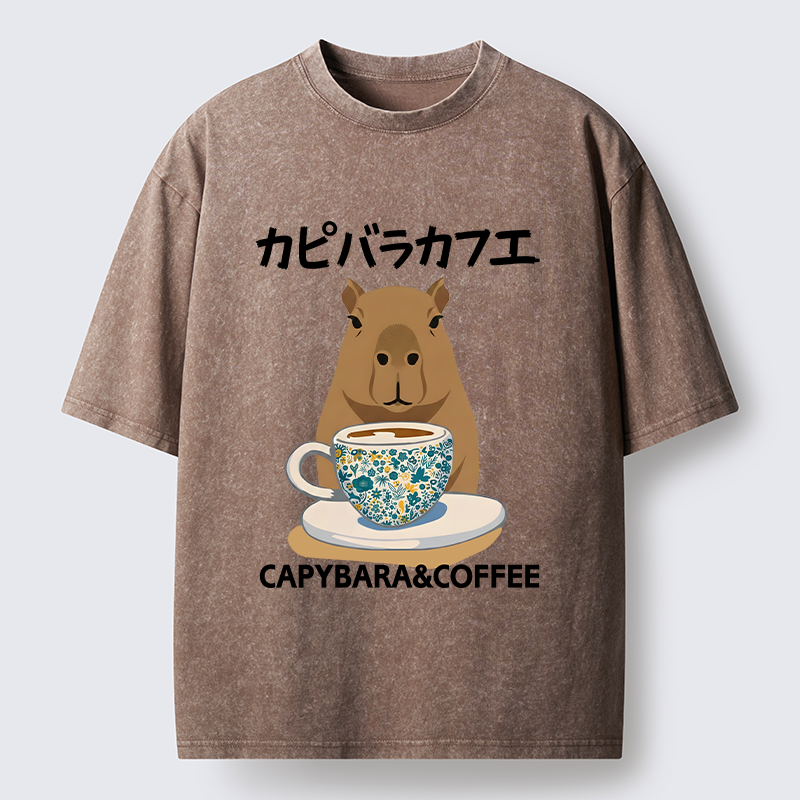Tokyo-Tiger Drink Delicious Coffee Washed T-Shirt