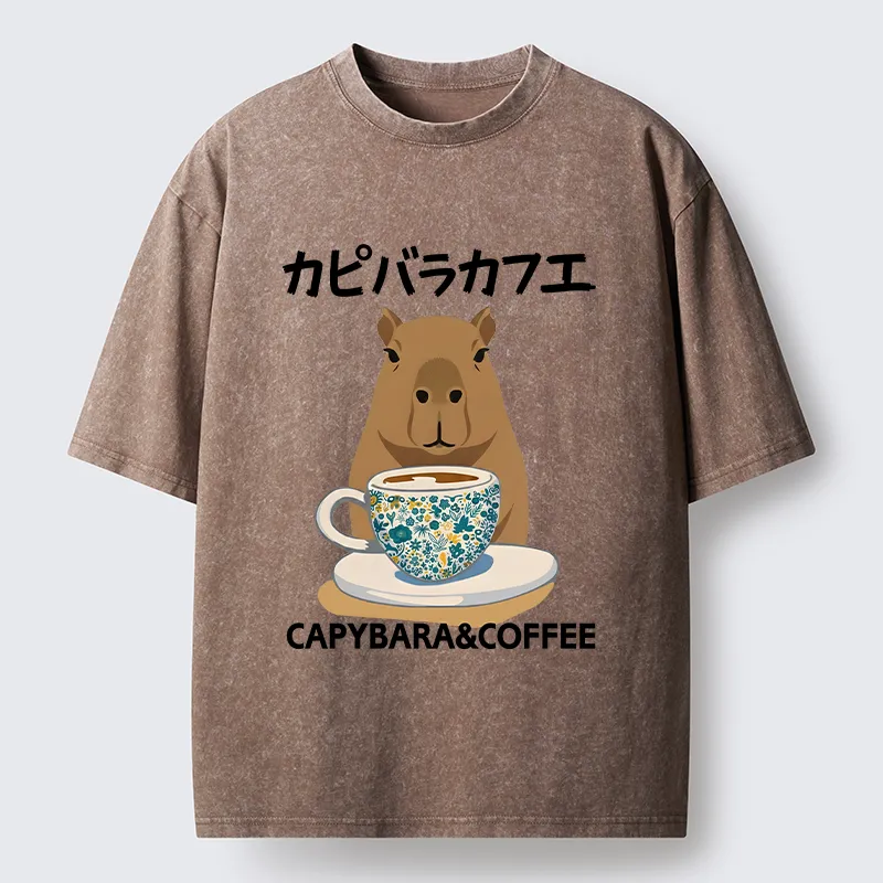 Tokyo-Tiger Drink Delicious Coffee Washed T-Shirt