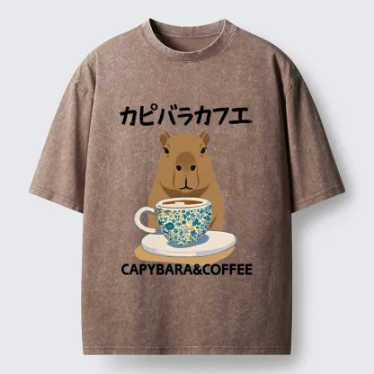 Tokyo-Tiger Drink Delicious Coffee Washed T-Shirt