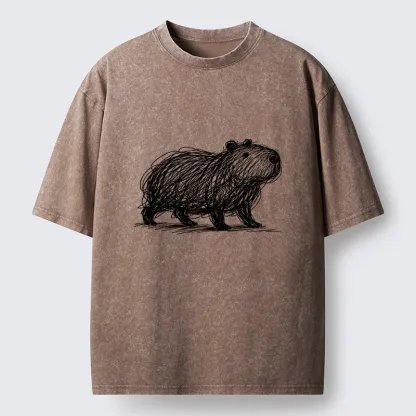 Tokyo-Tiger Minimalist Capybara Washed T-Shirt