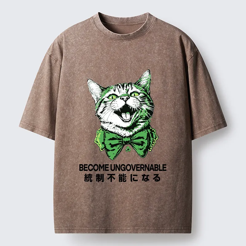 Tokyo-Tiger St. Patrick's Day Prank Cat Washed T-Shirt