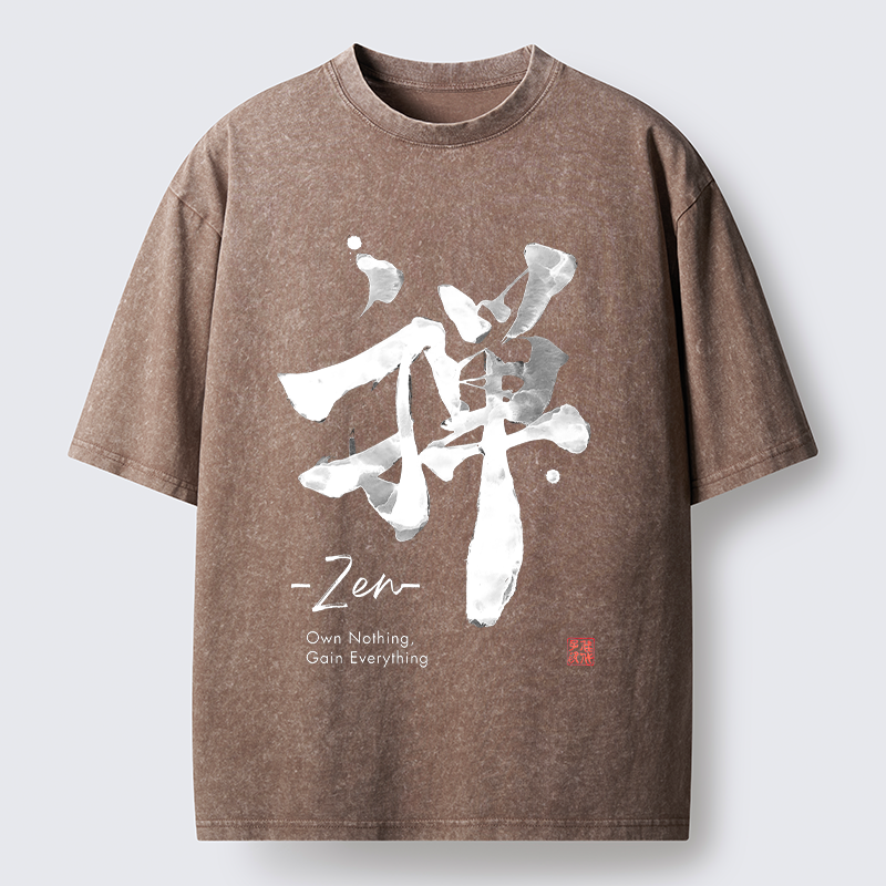 Tokyo-Tiger Zen Texts Washed T-Shirt
