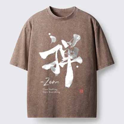 Tokyo-Tiger Zen Texts Washed T-Shirt