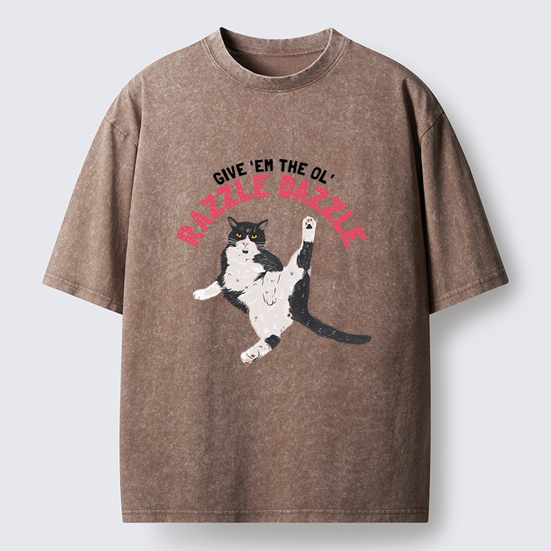 Tokyo-Tiger Cute Tuxedo Cat Washed T-Shirt