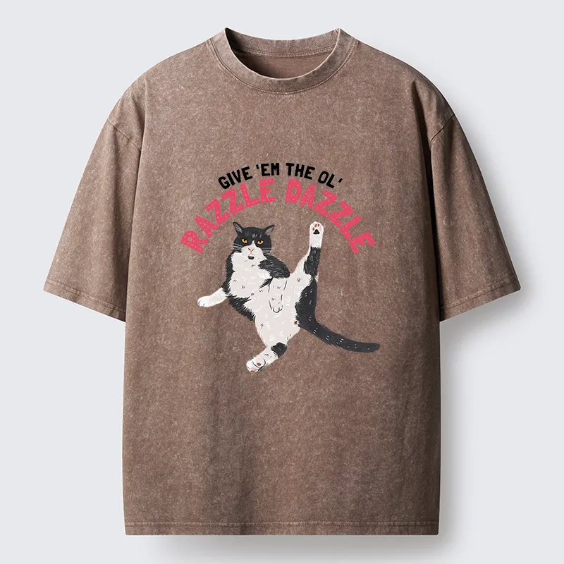 Tokyo-Tiger Cute Tuxedo Cat Washed T-Shirt