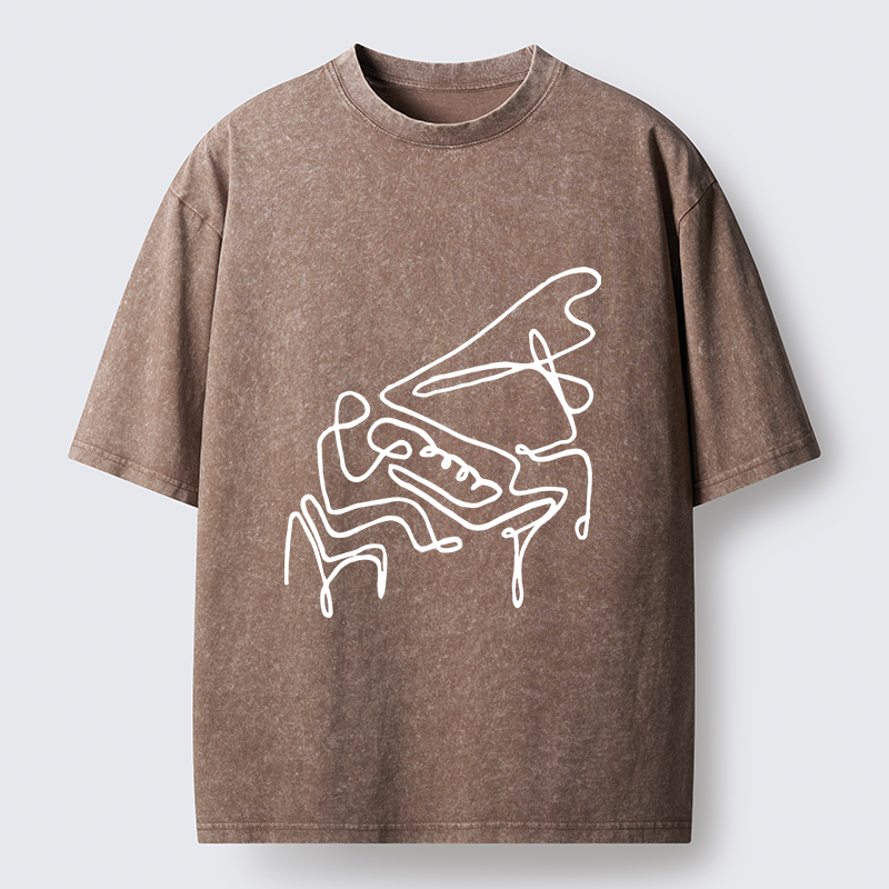 Tokyo-Tiger Minimalist Piano Washed T-Shirt