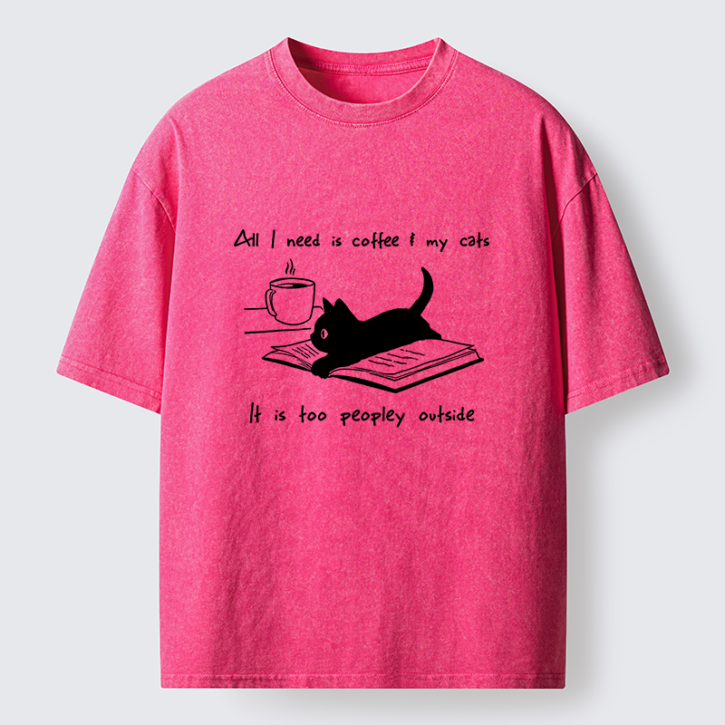 Tokyo-Tiger I Need Is Coffee And My Cat Washed T-Shirt