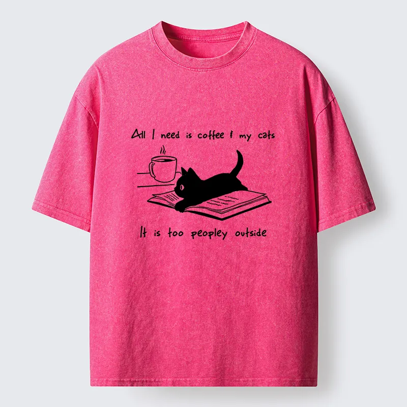 Tokyo-Tiger I Need Is Coffee And My Cat Washed T-Shirt