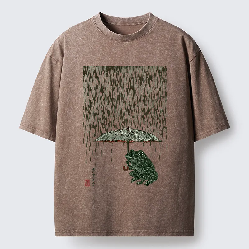 Tokyo-Tiger Frog In The Rain Washed T-Shirt