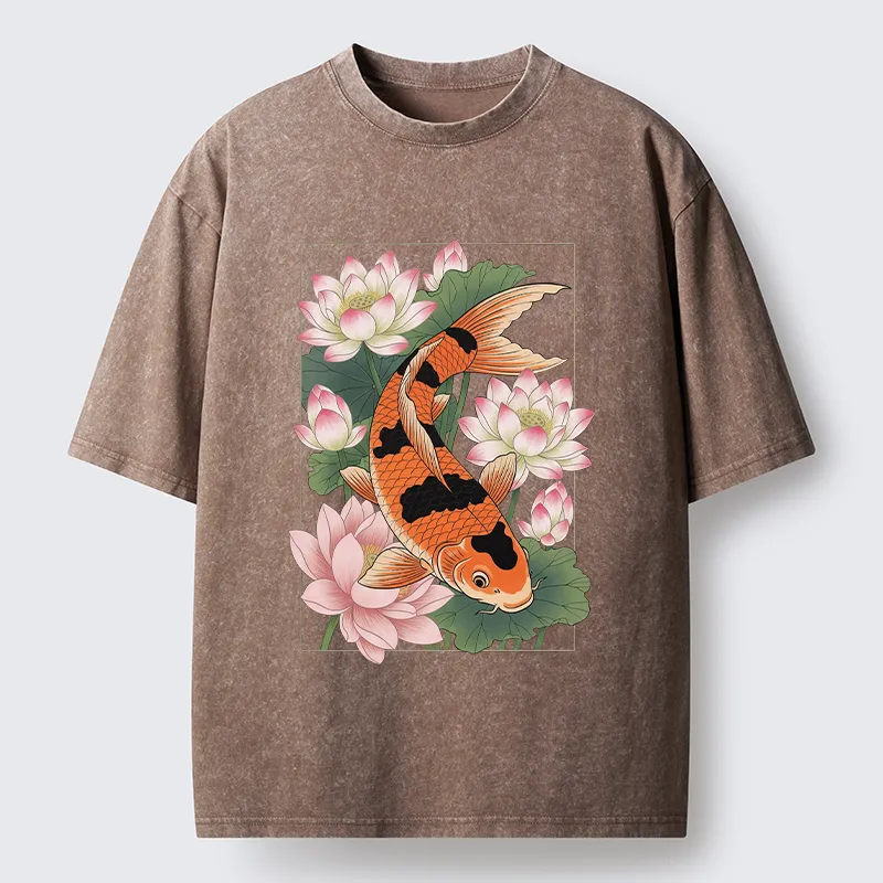 Tokyo-Tiger Japanese Traditional Koi Washed T-Shirt