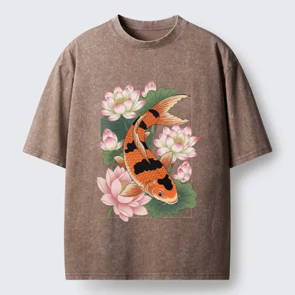 Tokyo-Tiger Japanese Traditional Koi Washed T-Shirt