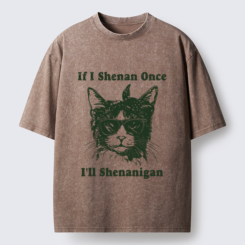 Tokyo-Tiger St. Patrick's Elegant Cat Washed T-Shirt