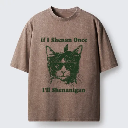 Tokyo-Tiger St. Patrick's Elegant Cat Washed T-Shirt